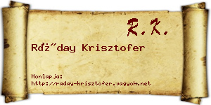 Ráday Krisztofer névjegykártya